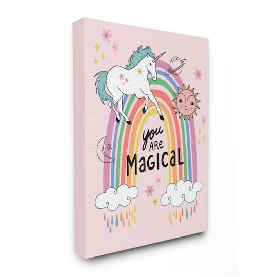 Stupell Industries You Are Magical Unicorn Rainbow Canvas Wall Art